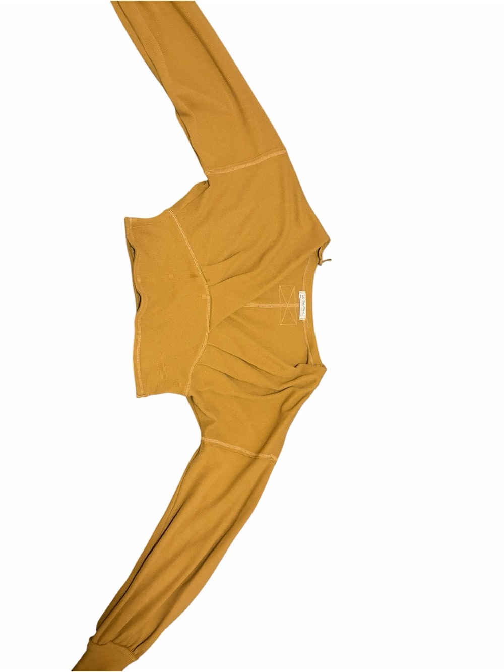 We The Free Mustard Cropped Long Sleeve Top